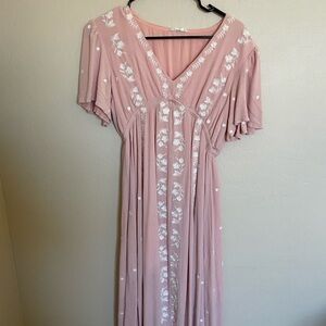 Elegant Pink Embroidered Dress